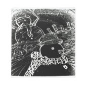 Schneemann und Yaie in schwarzen Weihnachten Notizblock (Vorderseite)