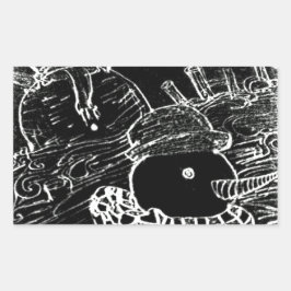 Schneemann und Yaie in schwarzen Weihnachten Rechteckiger Aufkleber