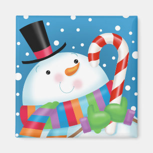 Schneemann und Zuckerstangemagnet Magnet