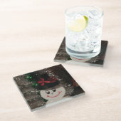 Schneemann-Untersetzer Glasuntersetzer (Schrägansicht)