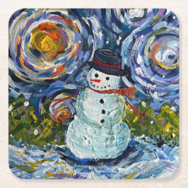 Schneemann-Untersetzer-Set aus Papier Rechteckiger Pappuntersetzer