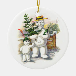 Schneemann-Vater und Sohn Keramik Ornament