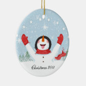 Schneemann von unserem Haus zu dir Keramikornament (Rechts)
