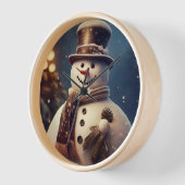 Schneemann: Wall Clock, 10" Rundholzrahmen Uhr (Winkel)