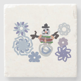 Schneemann warm steinuntersetzer