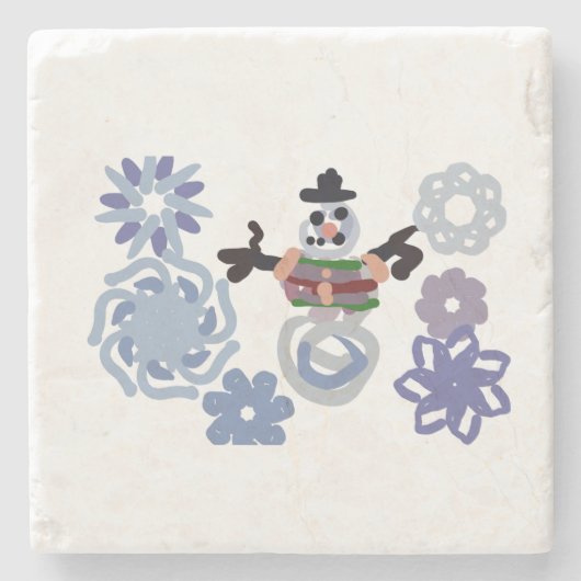 Schneemann warm steinuntersetzer (Vorderseite)