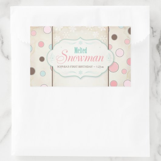 Schneemann-Wasserflaschen-Etikett Rechteckiger Aufkleber (Tasche)