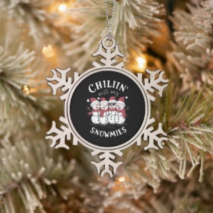 Schneemann Weihnachten Chillen Mit Meinen Schneefr Schneeflocken Zinn-Ornament