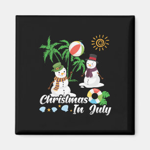 Schneemann Weihnachten im Juli Lustiger Hawaiianis Magnet