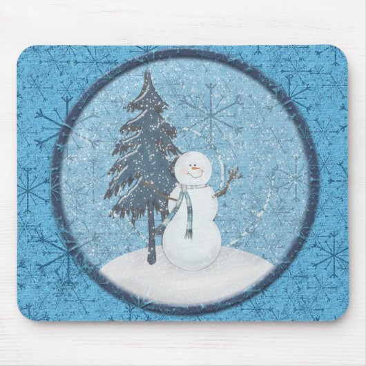 Schneemann-Weihnachten Mousepad (Vorne)