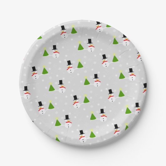 Schneemann Weihnachten Papier Teller (Vorderseite)