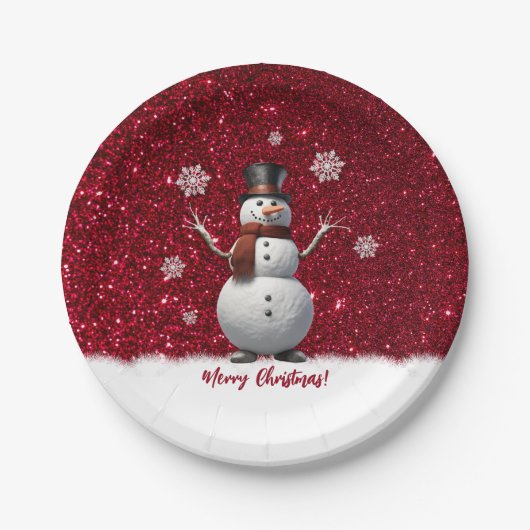 Schneemann - Weihnachten Pappteller (Vorderseite)