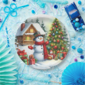 Schneemann Weihnachten Pappteller (Party)