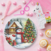 Schneemann Weihnachten Pappteller (Party)