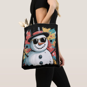 Schneemann Weihnachten Pinselstrich Splatter Cool Tasche