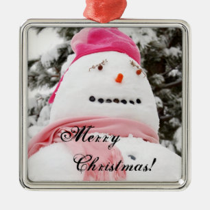 Schneemann Weihnachten! Silbernes Ornament