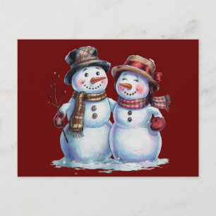 Schneemann Weihnachten Vintage Feiertag Postkarte