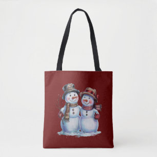 Schneemann Weihnachten Vintage Feiertag Tasche
