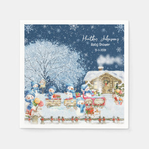 Schneemann-Weihnachts-Baby-Party Serviette