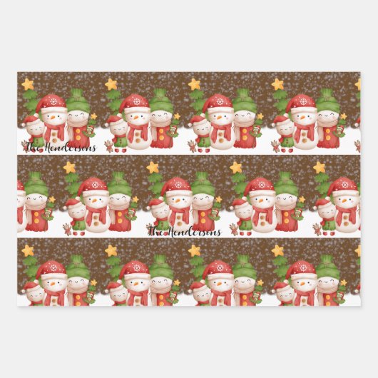 Schneemann, Weihnachts-Personalisiertes Wrapping P Geschenkpapier Set (Vorderseite 2)