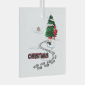 Schneemann, Weihnachtsbaum, Fußabdrücke, Schnee Ornament Aus Glas (Vorderseite Rechts)