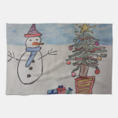 Schneemann & Weihnachtsbaum Handtuch (Horizontal)