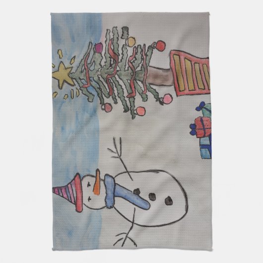 Schneemann & Weihnachtsbaum Handtuch (Vertikal)