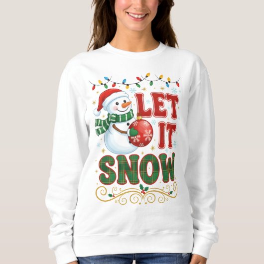 Schneemann & Weihnachtsbeleuchtung Sweatshirt (Vorderseite)