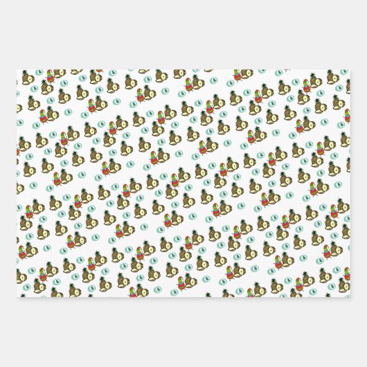Schneemann Weihnachtsblätter Wrapping Paper Ananas Geschenkpapier Set (Vorderseite)
