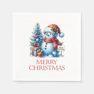 Schneemann-Weihnachtsfeier-Servietten Serviette