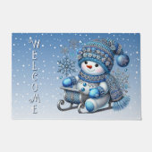 Schneemann Weihnachtsfeiertag Türmatte (Vorderseite)