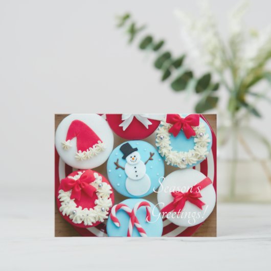 Schneemann Weihnachtskekse Feiertagspostkarte (Stehend Vorderseite)