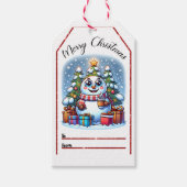 Schneemann Weihnachtsmarke Geschenkanhänger (Vorderseite)