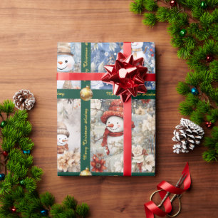 Schneemann-Weihnachtspapier mit Text Geschenkpapier
