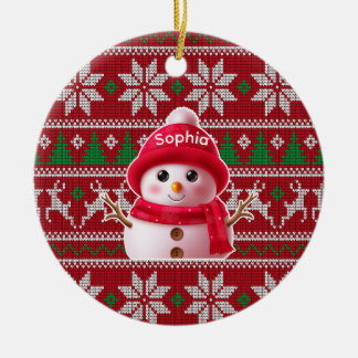 Schneemann-Weihnachtsschmuck mit individuellem Nam Keramik Ornament