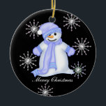 Schneemann-Weihnachtsschneeflocken Keramikornament<br><div class="desc">Niedliche neue Verzierung,  die einen niedlichen Snowman kennzeichnet.</div>
