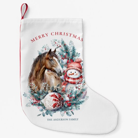 Schneemann Weihnachtswasserfarbe elegant Kleiner Weihnachtsstrumpf (Vorderseite)