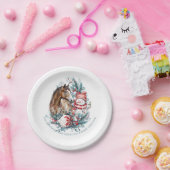 Schneemann Weihnachtswasserfarbe elegant Pappteller (Party)