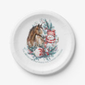 Schneemann Weihnachtswasserfarbe elegant Pappteller (Vorderseite)