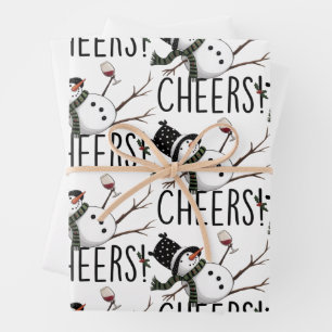 Schneemann Wein Weihnachten Lustig Wein Trinken Sa Geschenkpapier Set