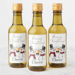 Schneemann Wein Winter Weihnachten Weinetikett