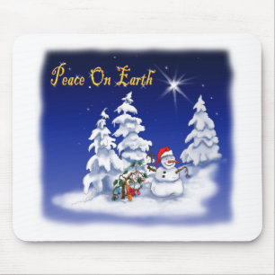 Schneemann Weltfrieden Mousepad