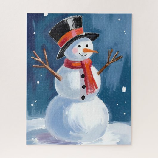 Schneemann Winter Aquarell Puzzle (Vertikal)