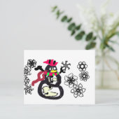 Schneemann Winter Postkarte (Stehend Vorderseite)