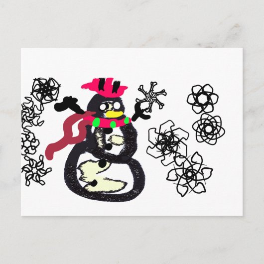 Schneemann Winter Postkarte (Vorderseite)