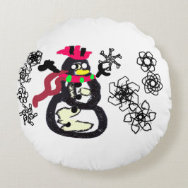 Schneemann Winter Rundes Kissen
