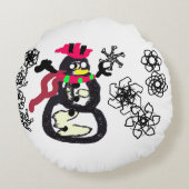 Schneemann Winter Rundes Kissen (Rückseite)