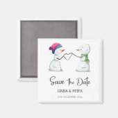 Schneemann Winterhochzeit Save the Date Magnet (Vorderseite/Rückseite)