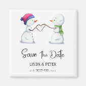 Schneemann Winterhochzeit Save the Date Magnet (Vorne)