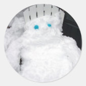 Schneemann Winterschneeschmelzen Runder Aufkleber (Vorderseite)